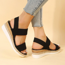 Load image into Gallery viewer, Stretch Peep Toe Casual Side Hollow Slope Bottom Sandals