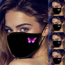 Lataa kuva Galleria-katseluun, Printed Black Mask Butterfly Cloth Masks