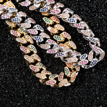 Cargar imagen en el visor de la galería, Men's 14mm Colored Zircon Miami Cuban Chain