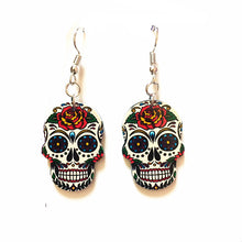 Cargar imagen en el visor de la galería, Halloween Acrylic Skull Pendant Earrings