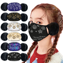 Cargar imagen en el visor de la galería, Children's Winter Warm Ears Christmas Print Masks