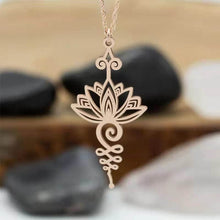 Lataa kuva Galleria-katseluun, Stainless Steel Unalome Lotus Necklace