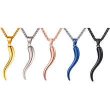 Chargez l'image dans la visionneuse de la galerie, Stainless Steel Cornicello Italian Horn Amulet Pendant Necklace