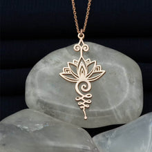 Lataa kuva Galleria-katseluun, Stainless Steel Unalome Lotus Necklace