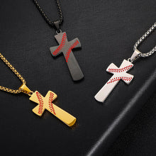 Lataa kuva Galleria-katseluun, Baseball Cross Pendant Necklaces For Mens