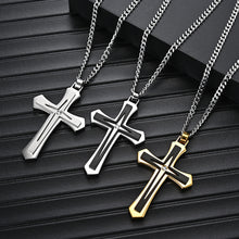 Lataa kuva Galleria-katseluun, Stainless Steel Two-Color Cross Pendant
