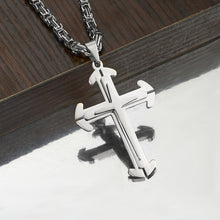 Cargar imagen en el visor de la galería, 3 Layers Stainless Steel Cross Pendant Necklace