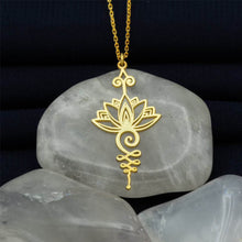 Lataa kuva Galleria-katseluun, Stainless Steel Unalome Lotus Necklace