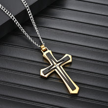 Lataa kuva Galleria-katseluun, Stainless Steel Two-Color Cross Pendant