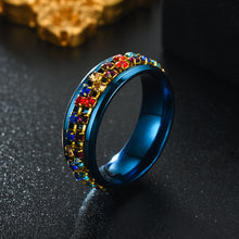 Cargar imagen en el visor de la galería, 8MM Stainless Steel Colorful Rhinestone Rotating Ring