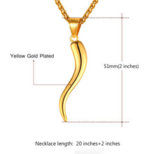 Chargez l'image dans la visionneuse de la galerie, Stainless Steel Cornicello Italian Horn Amulet Pendant Necklace