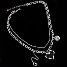Lataa kuva Galleria-katseluun, Black Mosaic Heart Double Necklace
