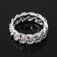 Lataa kuva Galleria-katseluun, 8mm Full Ice Out Cubic Zirconia Fashion Cuban Link Ring