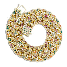 Cargar imagen en el visor de la galería, Men's 14mm Colored Zircon Miami Cuban Chain