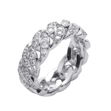 Lataa kuva Galleria-katseluun, 8mm Full Ice Out Cubic Zirconia Fashion Cuban Link Ring