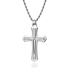 Lataa kuva Galleria-katseluun, Stainless Steel Two-Color Cross Pendant