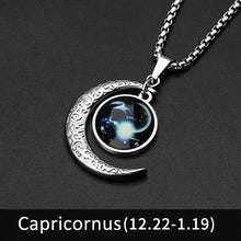 Lataa kuva Galleria-katseluun, 12 Constellation Moon Necklace For Men Women Boy Girl