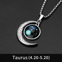 Lataa kuva Galleria-katseluun, 12 Constellation Moon Necklace For Men Women Boy Girl