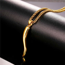 Chargez l'image dans la visionneuse de la galerie, Stainless Steel Cornicello Italian Horn Amulet Pendant Necklace