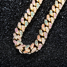 Cargar imagen en el visor de la galería, Men's 14mm Colored Zircon Miami Cuban Chain