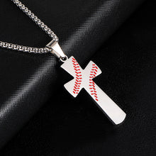 Lataa kuva Galleria-katseluun, Baseball Cross Pendant Necklaces For Mens