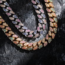 Cargar imagen en el visor de la galería, Men's 14mm Colored Zircon Miami Cuban Chain