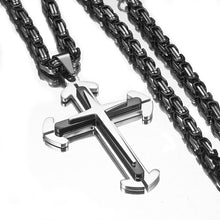 Cargar imagen en el visor de la galería, 3 Layers Stainless Steel Cross Pendant Necklace