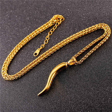 Chargez l'image dans la visionneuse de la galerie, Stainless Steel Cornicello Italian Horn Amulet Pendant Necklace