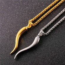 Chargez l'image dans la visionneuse de la galerie, Stainless Steel Cornicello Italian Horn Amulet Pendant Necklace