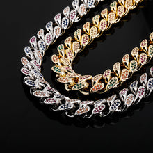 Cargar imagen en el visor de la galería, Men's 14mm Colored Zircon Miami Cuban Chain