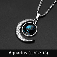 Lataa kuva Galleria-katseluun, 12 Constellation Moon Necklace For Men Women Boy Girl