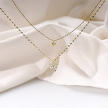 Cargar imagen en el visor de la galería, Sterling Silver Double Layer Butterfly Pendant Womens Necklace