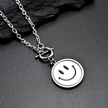 Cargar imagen en el visor de la galería, Stainless Steel Round Flip Smile Pendant