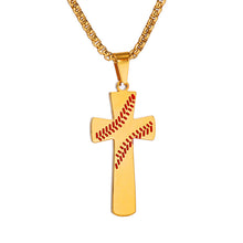 Lataa kuva Galleria-katseluun, Baseball Cross Pendant Necklaces For Mens
