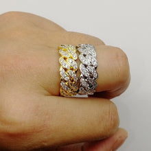 Lataa kuva Galleria-katseluun, 8mm Full Ice Out Cubic Zirconia Fashion Cuban Link Ring