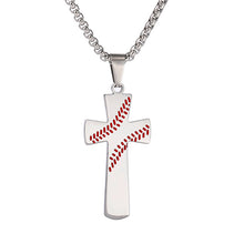 Lataa kuva Galleria-katseluun, Baseball Cross Pendant Necklaces For Mens