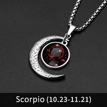 Lataa kuva Galleria-katseluun, 12 Constellation Moon Necklace For Men Women Boy Girl