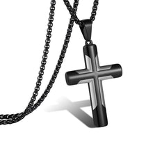 Load image into Gallery viewer, Men's Simple Stainless Steel Double Color Cross Necklace