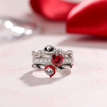 Load image into Gallery viewer, Halloween "Skull Couple" Heart Cut Ring Set