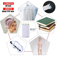 Cargar imagen en el visor de la galería, 2.5mm Round Braided Elastic Cord/White Elastic Band - 50 Yard