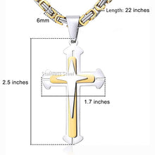 Cargar imagen en el visor de la galería, 3 Layers Stainless Steel Cross Pendant Necklace