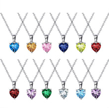 Laden Sie das Bild in den Galerie-Viewer. 925 Sterling Silver Birthstone Pendant Necklace