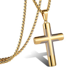 Load image into Gallery viewer, Men's Simple Stainless Steel Double Color Cross Necklace