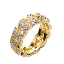 Lataa kuva Galleria-katseluun, 8mm Full Ice Out Cubic Zirconia Fashion Cuban Link Ring