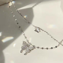 Cargar imagen en el visor de la galería, Sterling Silver Double Layer Butterfly Pendant Womens Necklace