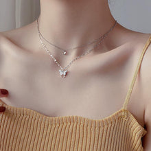 Cargar imagen en el visor de la galería, Sterling Silver Double Layer Butterfly Pendant Womens Necklace