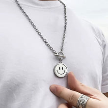Cargar imagen en el visor de la galería, Stainless Steel Round Flip Smile Pendant