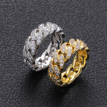Lataa kuva Galleria-katseluun, 8mm Full Ice Out Cubic Zirconia Fashion Cuban Link Ring