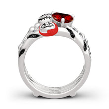 Load image into Gallery viewer, Halloween "Skull Couple" Heart Cut Ring Set