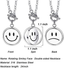 Cargar imagen en el visor de la galería, Stainless Steel Round Flip Smile Pendant